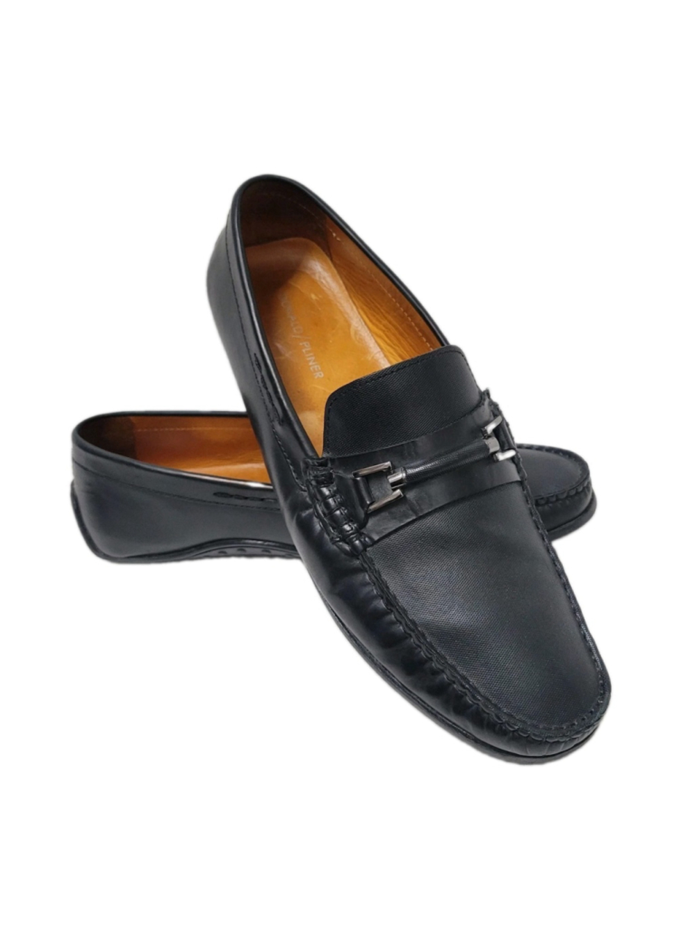Donald Pliner Imari Black Leather Slip-On Moccasin Driving Loafer Men Size 11M